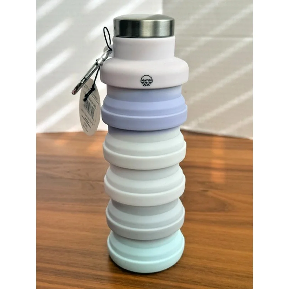 Mayim Collapsible Caribiner 17oz Silicone Water Bottle Purple Pink Pastel Ombre